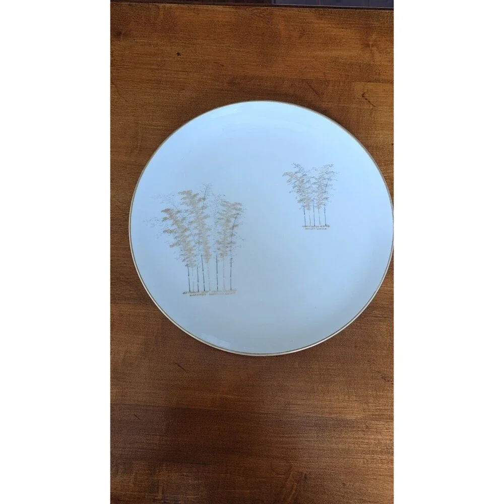 Arita Fukagawa Japan GOLD BAMBOO Rim Dinner Plate 10 1/4